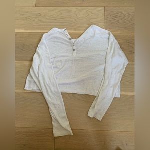 AERIE- White half button up flowy long sleeve, Size: S